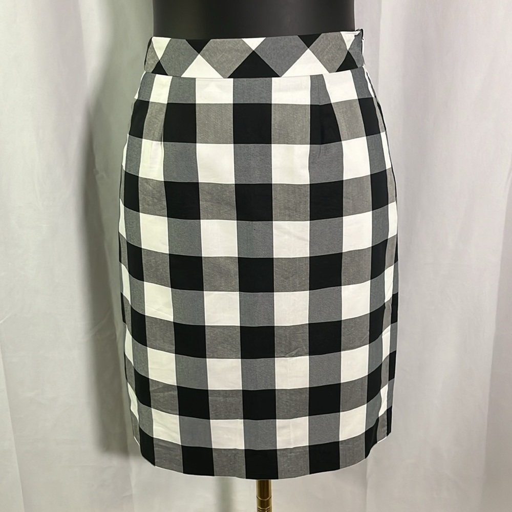 NWT Anthropologie Sunday in Brooklyn B&W Buffalo Check Plaid Pencil Skirt
